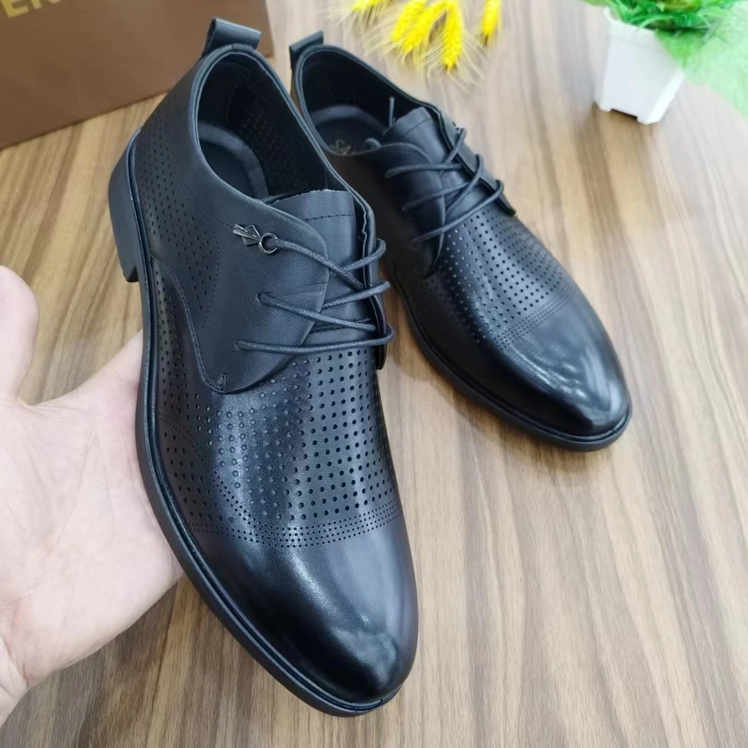 26807牛皮软底镂空商务男鞋