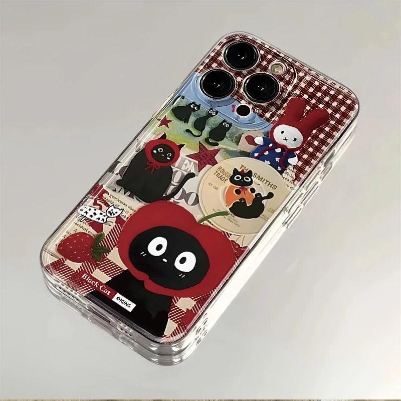 红色iPhone苹果猫咪苹果15/14/13龙年款简约创意防摔11/xs/xr软壳