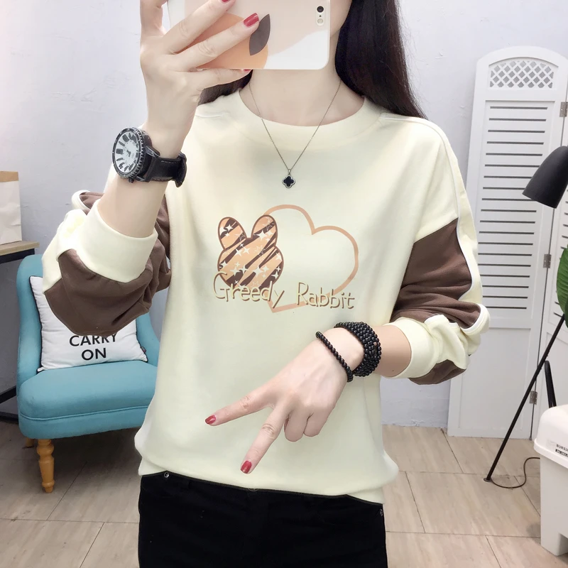 2025年新款休闲百搭洋气春秋女士长袖T恤秋季外套大码打底上衣服