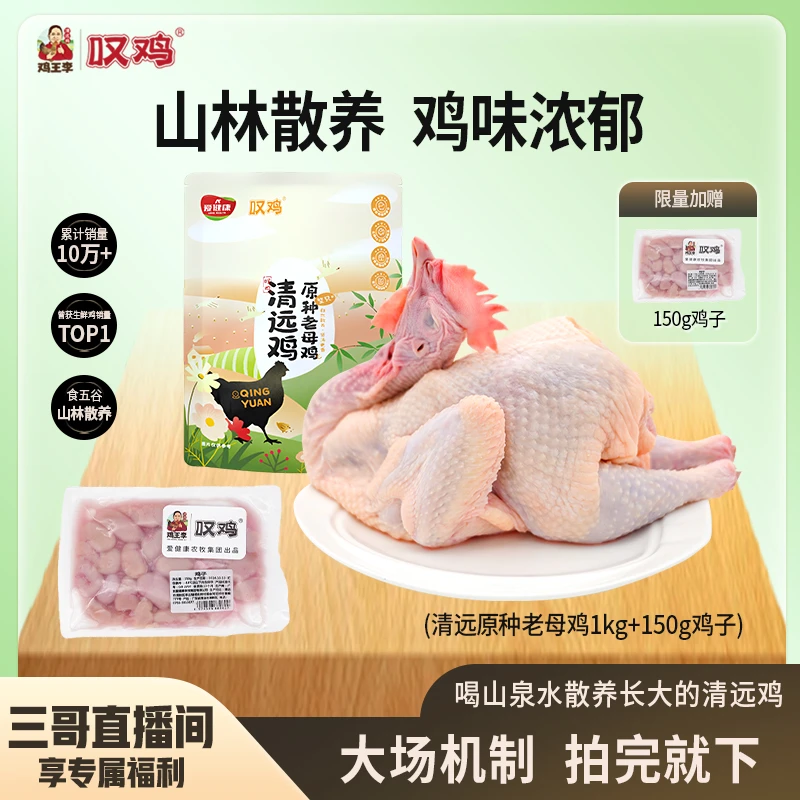 【叹鸡老母鸡1kg+鸡子150g】原种散养老母鸡广东清远鸡达人专享