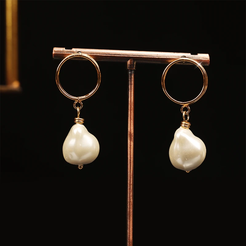 一漾 铜合金合成锆石耳饰 设计师款白色耳环