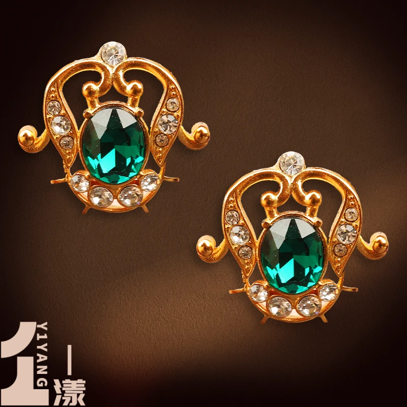 一漾 合金耳饰 绿柱耳环耳钉气质轻奢绿色复古设计师小众素款法式