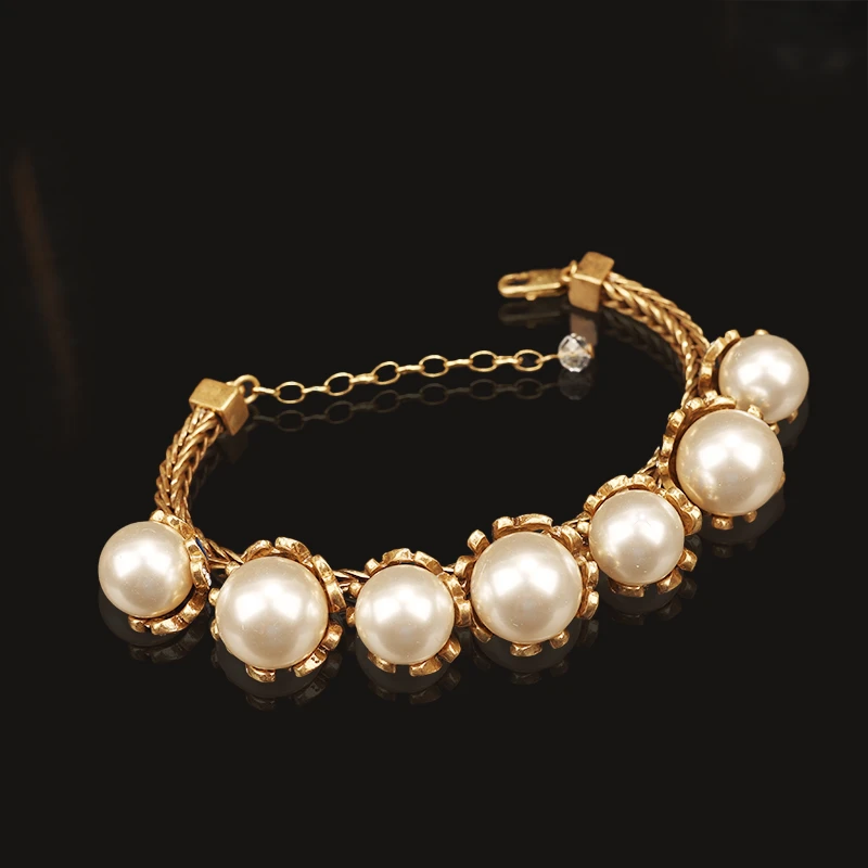 铜合金合成锆石手链 一漾 设计师款白珠 手链