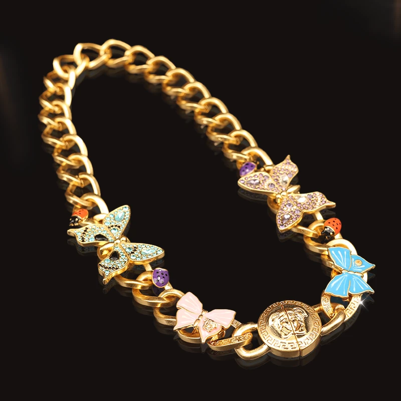 铜合金合成锆石项链 一漾 森林五彩设计师款 项链