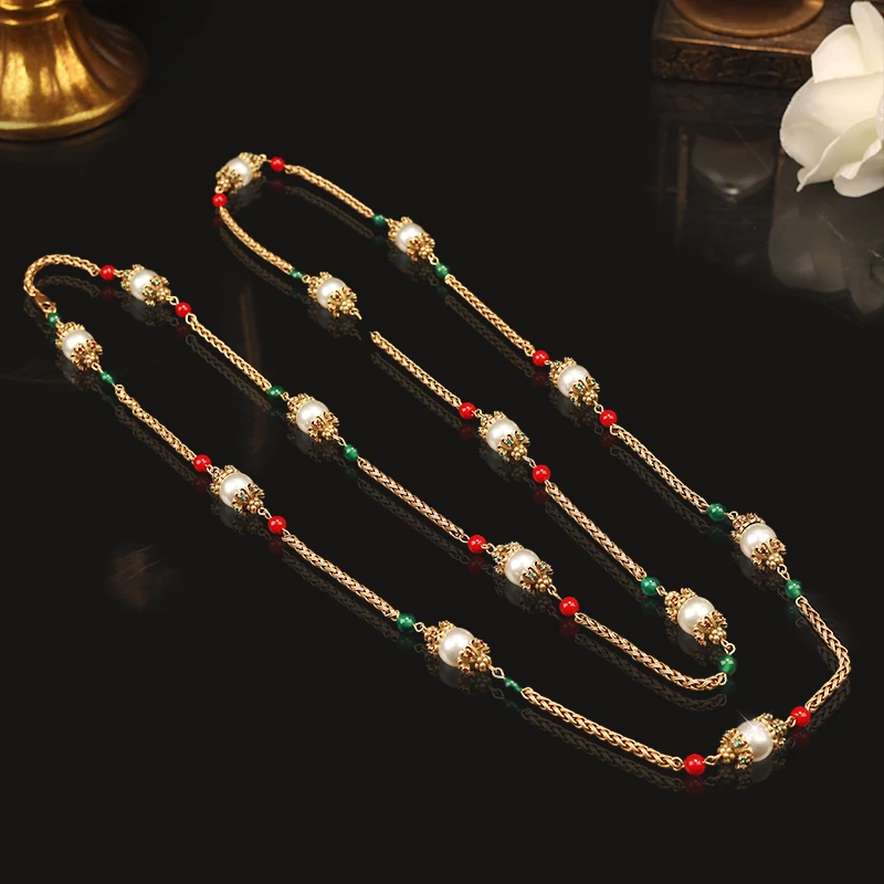 一漾 铜合金合成锆石项链 彩珠项链 手工 时尚 复古 古风