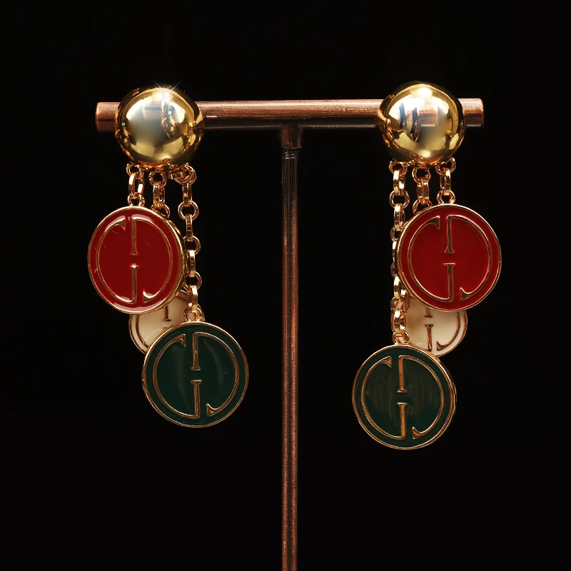 一漾 铜合金合成锆石耳饰 设计师款三颗耳环