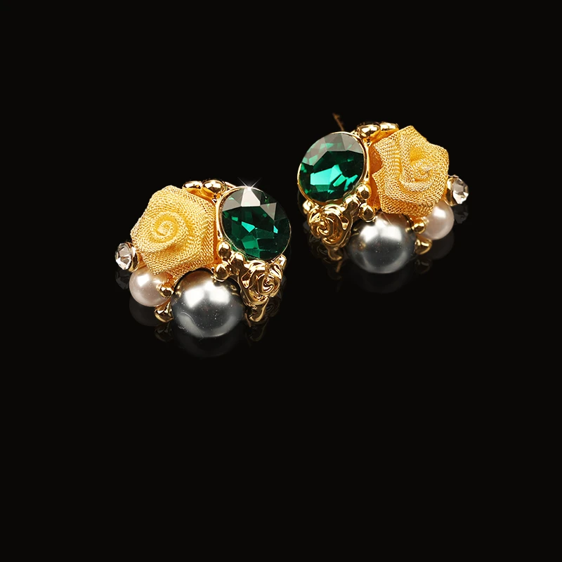 一漾 铜合金合成锆石耳饰 设计师款黄色耳环