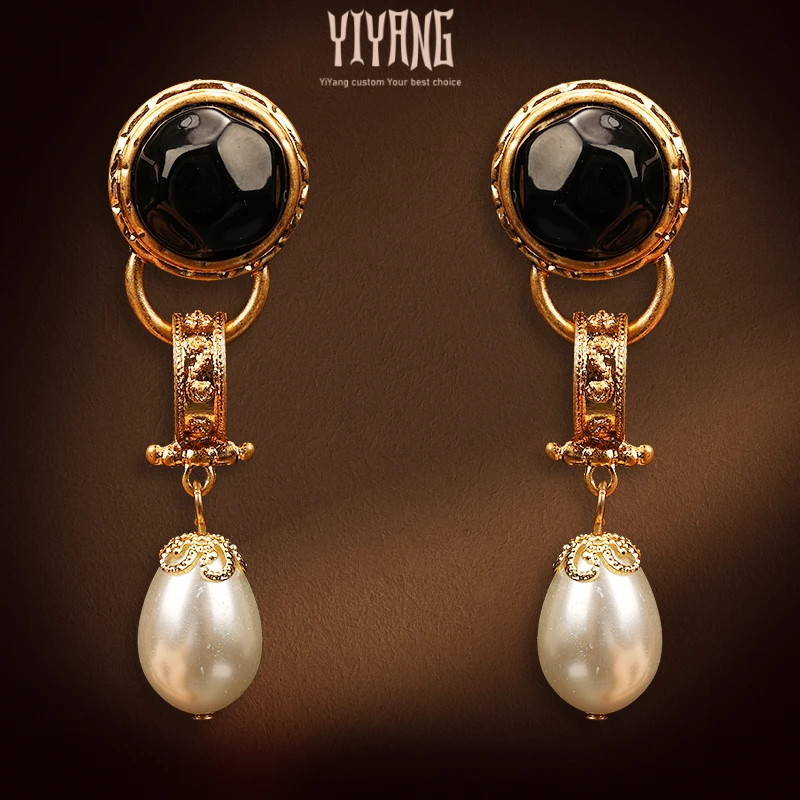 一漾 铜合金玻璃耳饰 店主甄选 黑白珠耳环