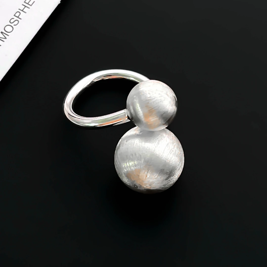 925银戒指 秋冬拉丝工艺时尚法式小众简约莫奈花园风风素款戒指