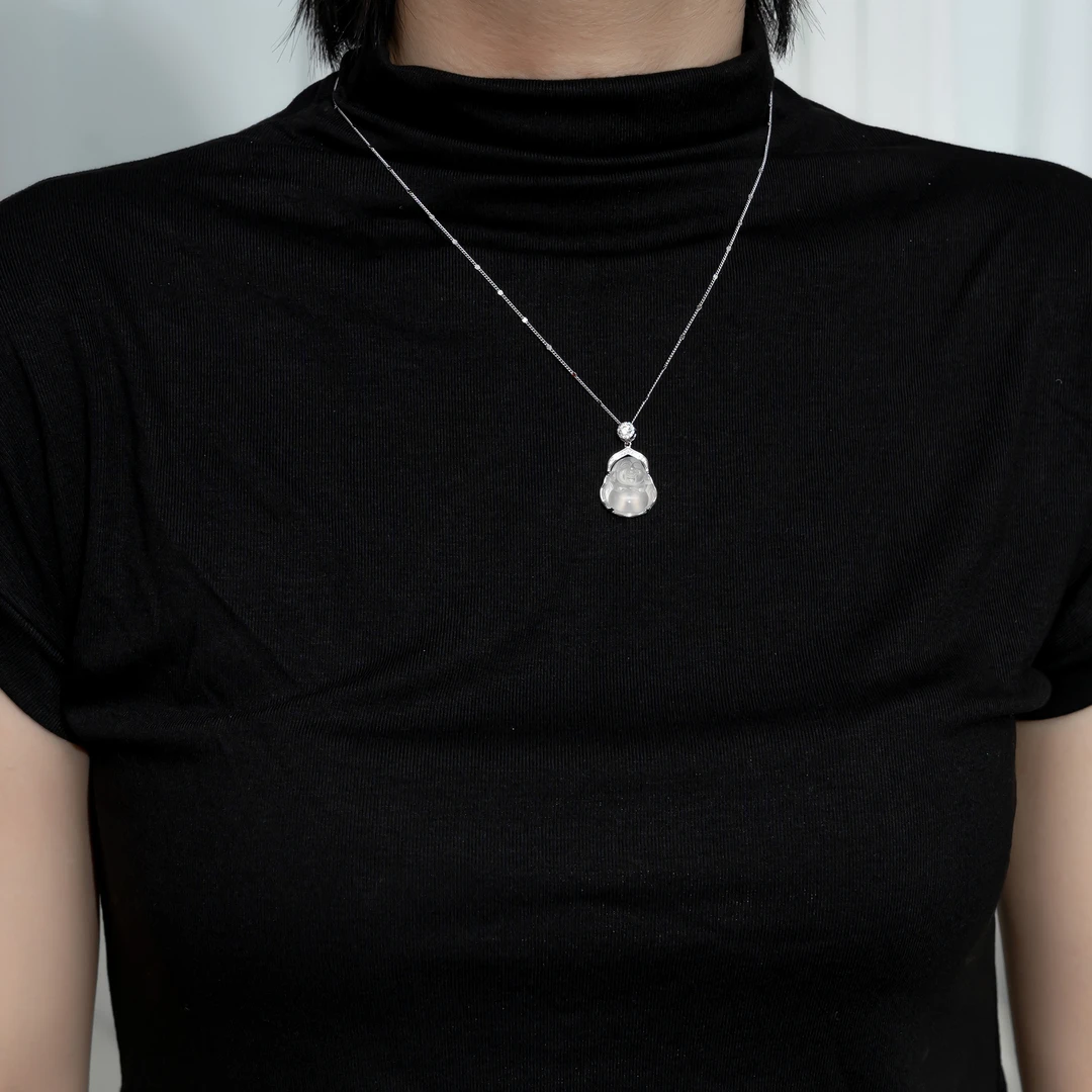 链子925银 佛公高级气质镶嵌设计感银项链-C029