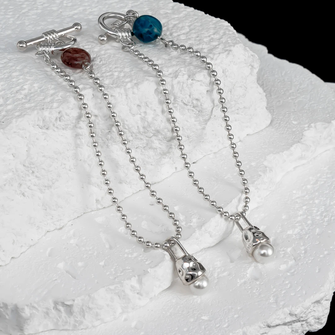 925银手链 手工时尚简约银色精致两世欢坠链素款手链