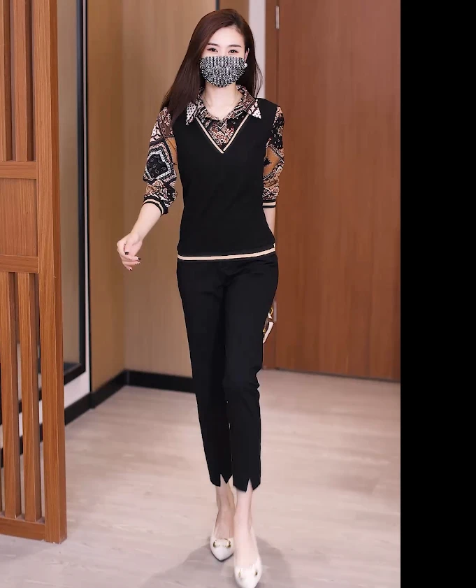 春秋女士衬衫2023年新款拼接衬衣打底衫长袖洋气职业假两件上衣