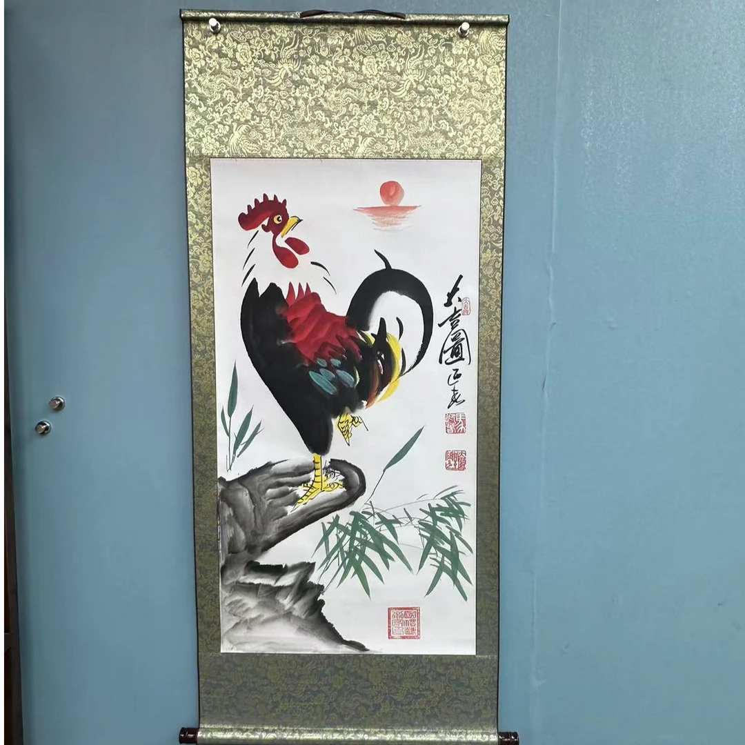 马迎春 三尺竖绿轴 《大吉图》翰文轩