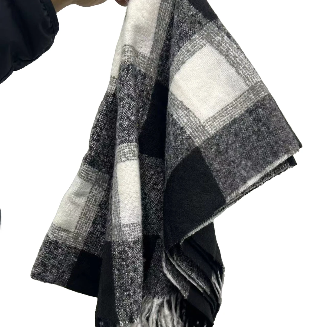 时尚百搭双面格子保暖秋冬男女冬季围巾