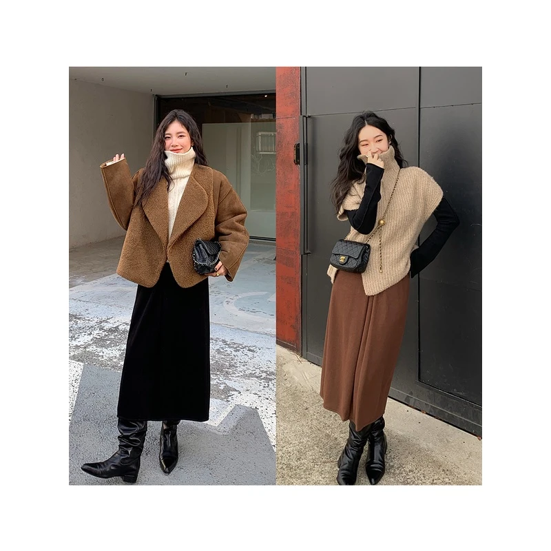 任小艺美拉德穿搭高腰包臀半身裙女长裙 A1860