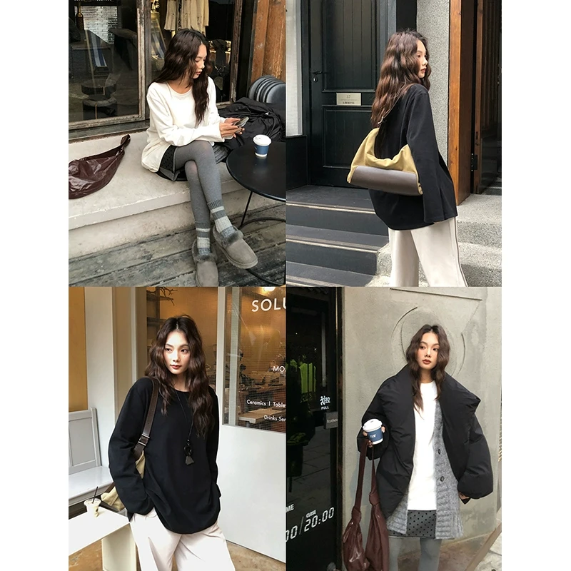 任小艺12/10 进口32支匹马棉磨毛纯棉打底女秋冬宽松长袖t恤