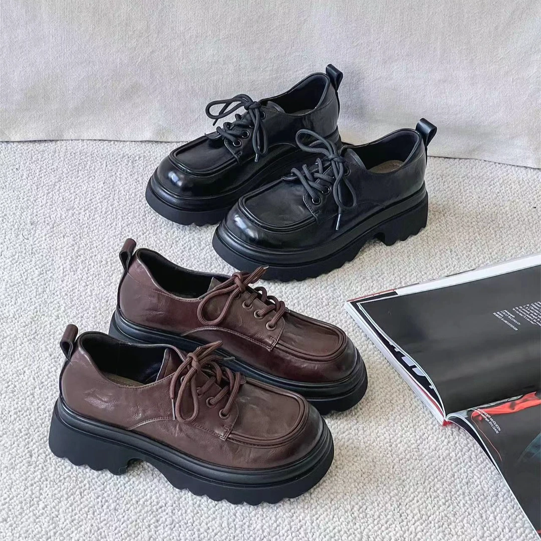 永不过时~英伦风小皮鞋女 2024秋复古厚底系带单鞋乐福鞋6613