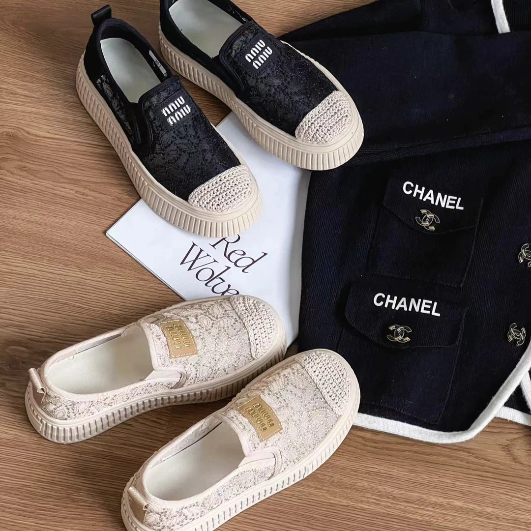 网面透气渔夫鞋女2024夏新款百搭小香风一脚蹬懒人休闲软底283-2