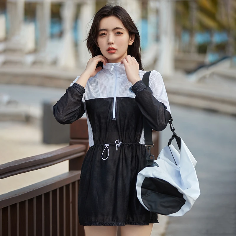 大码泳衣女胖mm显瘦遮肚长袖高领遮肉长款保守分体三件套泡温泉