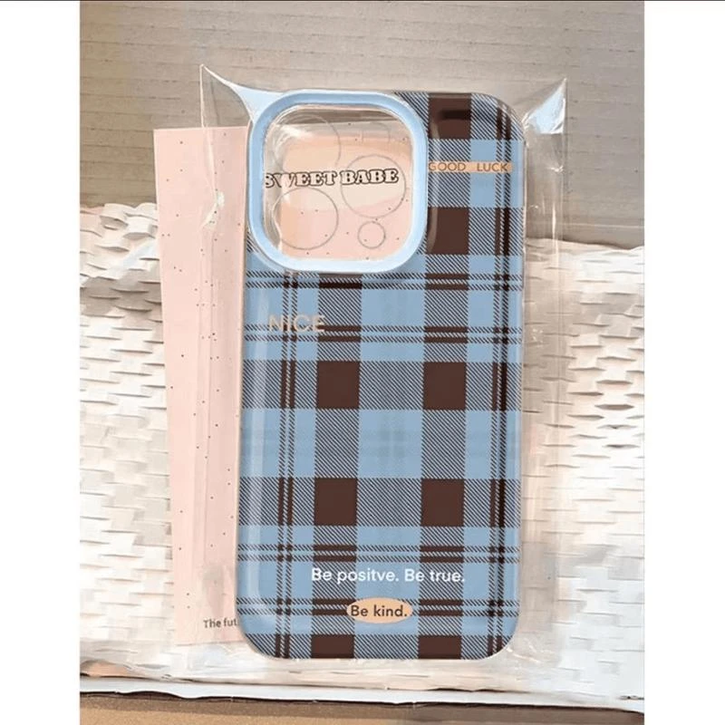 棕色格子适用苹果15pro/14手机壳11iphone13女12小米vivo华为oppo