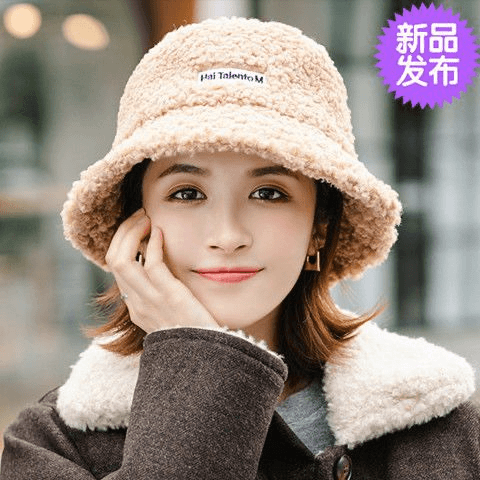 帽子女新款百搭羊羔绒渔夫帽圆脸显瘦网红时尚新款韩版英伦风日系