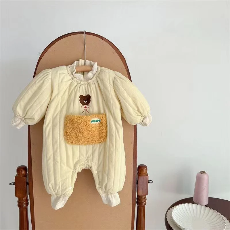 宝宝冬天衣服婴幼儿加绒加棉连体衣韩版超萌多巴胺外出婴儿厚棉衣