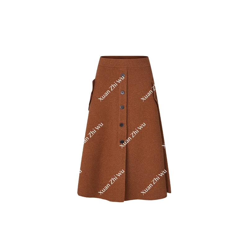 璇知物「Xuan」画语人生针织裙 轻奢秋季纯色半身裙王璇原创设计