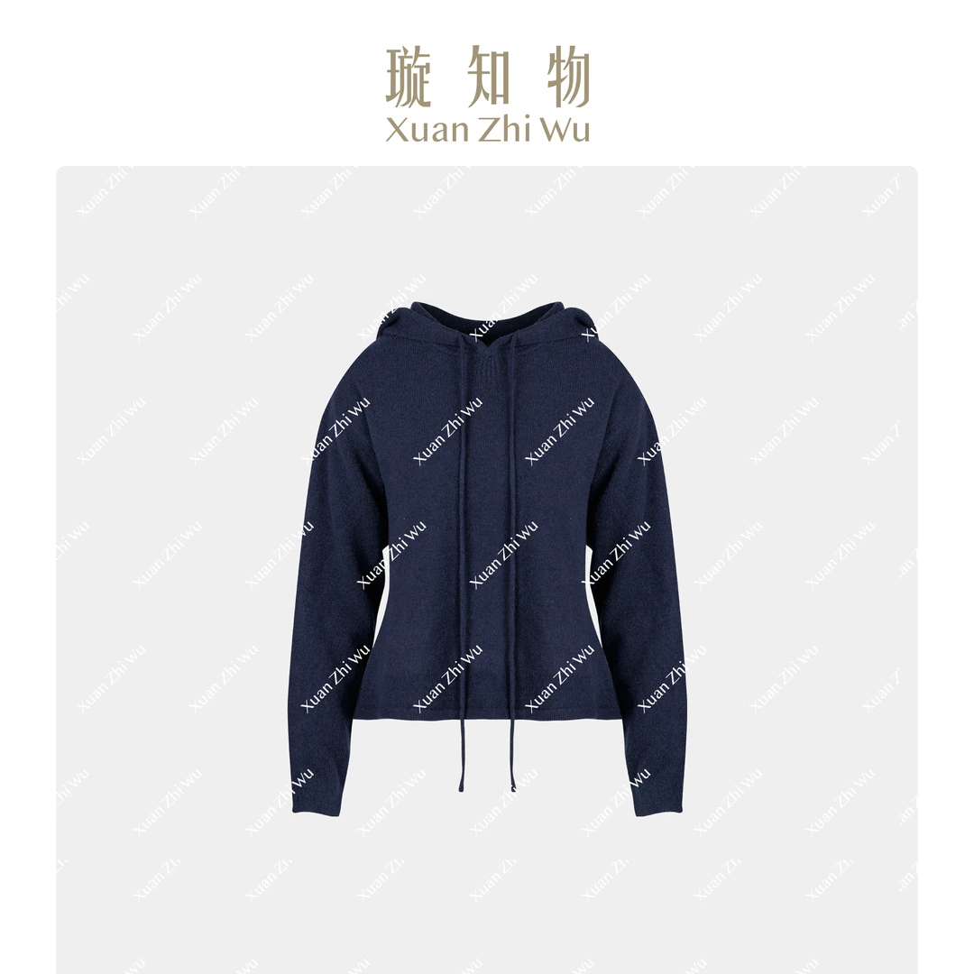 璇知物【Xuan】罗力带帽秋季上装女款纯色保暖长袖连帽户外针织毛衣