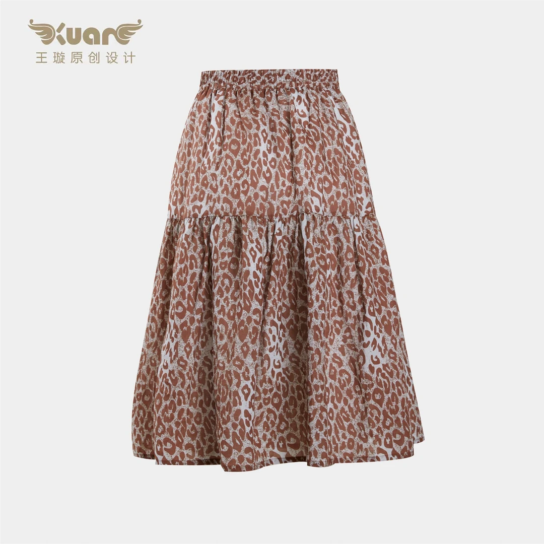 璇知物「八佰惠」都市豹纹裙 春夏花色时尚长款碎花裙.王璇原创设计