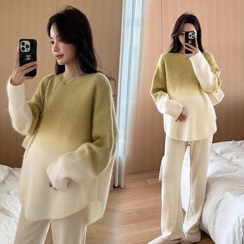 孕妇装秋冬装上衣2023韩版新款扎染时髦针织衫打底衫加厚孕妇毛衣