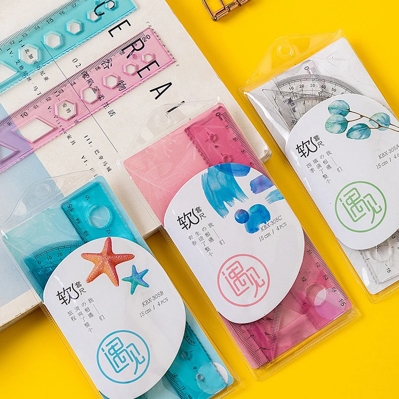 软尺套装初高学生专用高颜值文具带波浪线套尺多功能量角尺三角尺