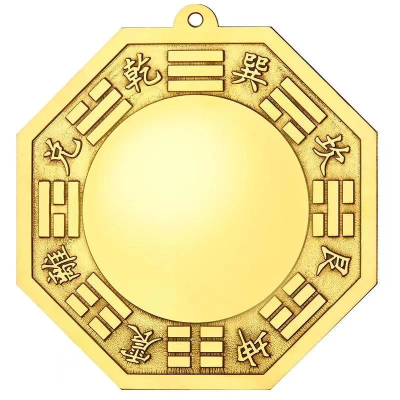 纯黄铜八卦镜凸镜家用大门口客厅店铺摆件挂件创意