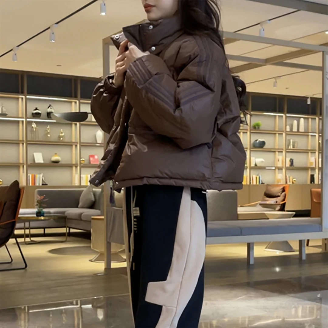 棉服2025冬季新款外套女韩版宽松棉衣三条杠百搭小个子休闲棉服潮