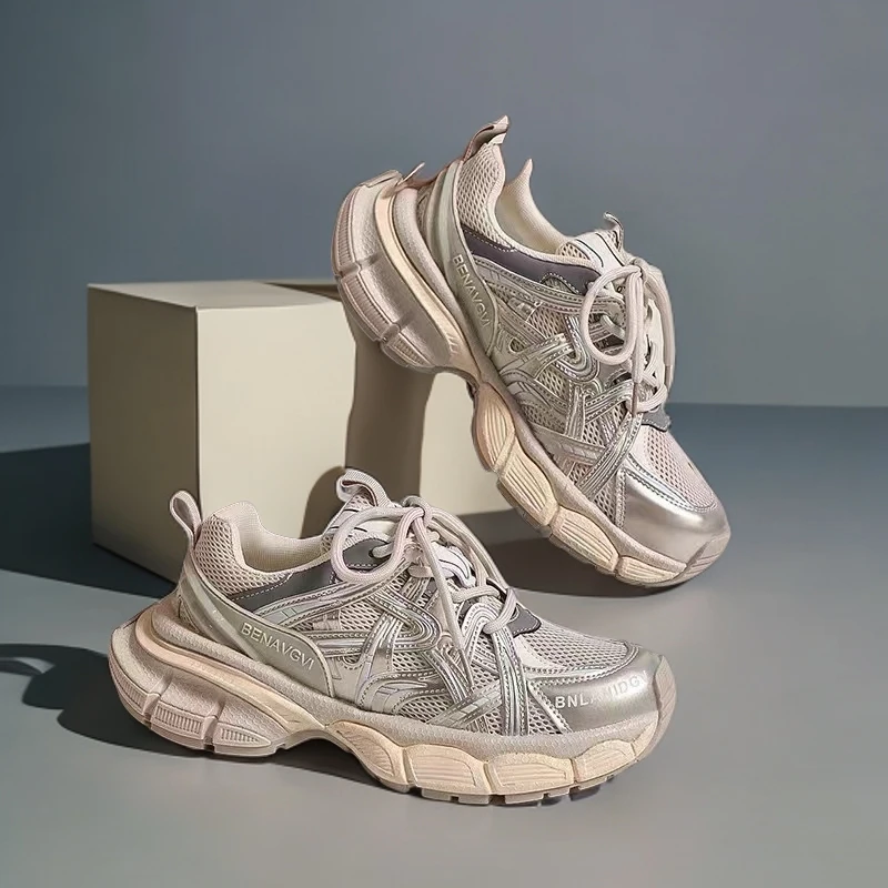 JS周雨彤同款星河轨迹鞋子2024秋季新款厚底老爹鞋女休闲运动鞋