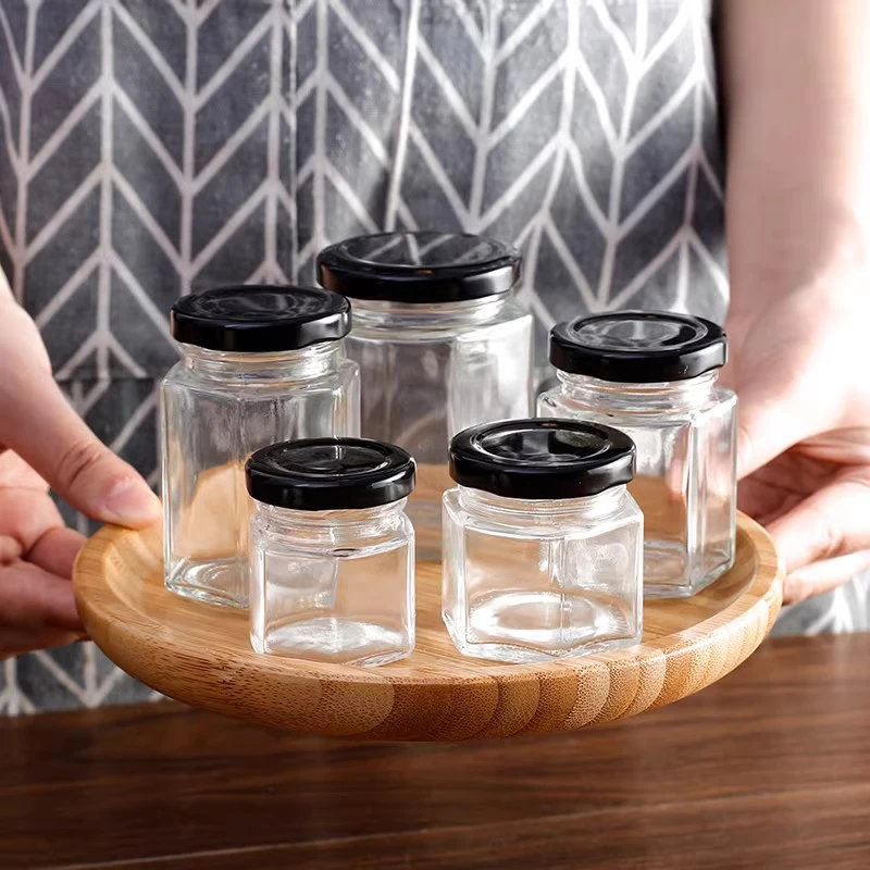 玻璃密封罐蜂蜜罐果酱白砂糖密封有盖储物罐家用蜂蜜六角果酱瓶子