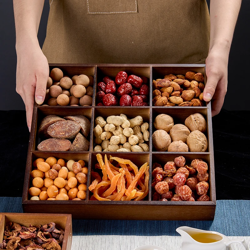 干果盘家用客厅茶几装零食坚果分格摆放盘糖果收纳盒围炉煮茶托盘