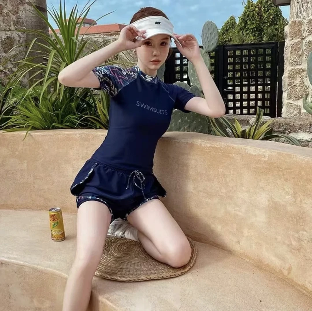 分体深蓝女士竞速泳衣