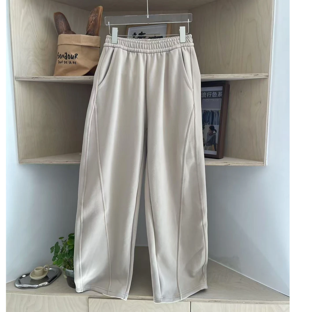 女士休闲弯刀裤百搭 香蕉裤 时尚宽松潮流松紧腰垂感冬季纯色运动