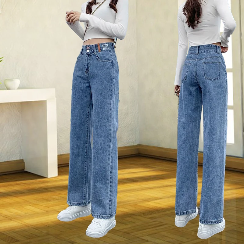 牛仔裤宽松阔腿裤女2025新款秋装日常百搭浅色直筒秋冬阔腿牛仔裤