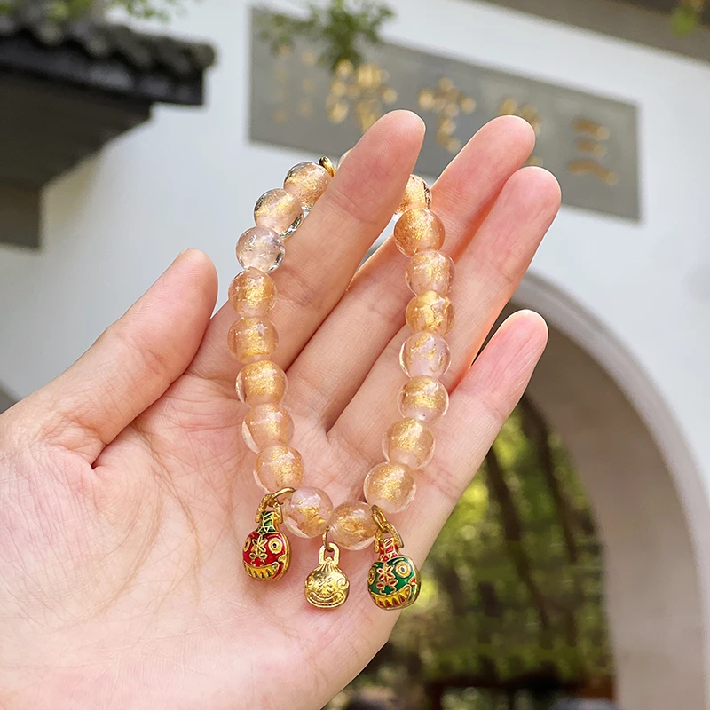 杭州西湖粉金款琉璃手串