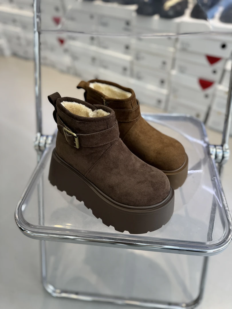 时尚e足厚底松糕加绒马丁靴百搭雪地棉短靴3905