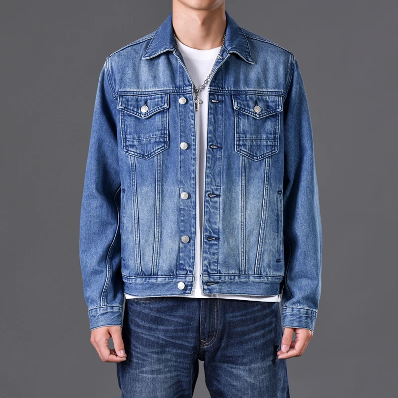秋冬新品 美式复古vintage13oz纯棉靛蓝水洗牛仔夹克外套 D1683