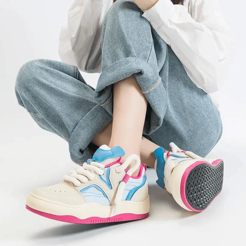 潮流薄荷奶绿美式小众设计感板鞋女新款百搭原创厚底小白鞋低帮款