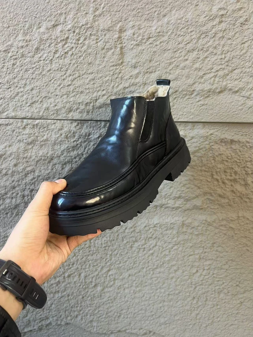 6607-85黑男款时尚百搭男鞋厚底冬季