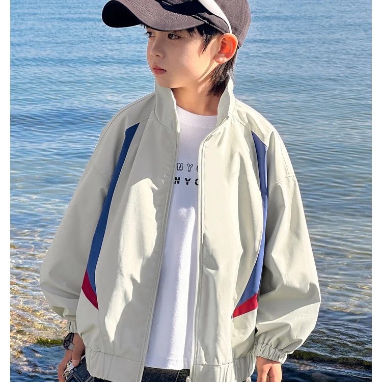 童装男童外套春秋款2025新款儿童长袖立领防水秋装酷帅中大童上衣