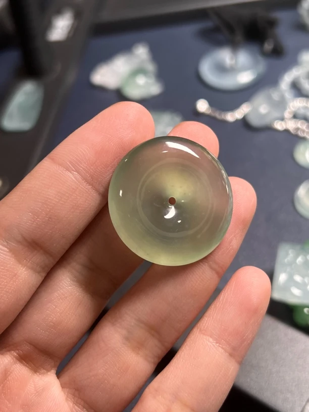 高冰胶晴绿平安扣29.2×6.1