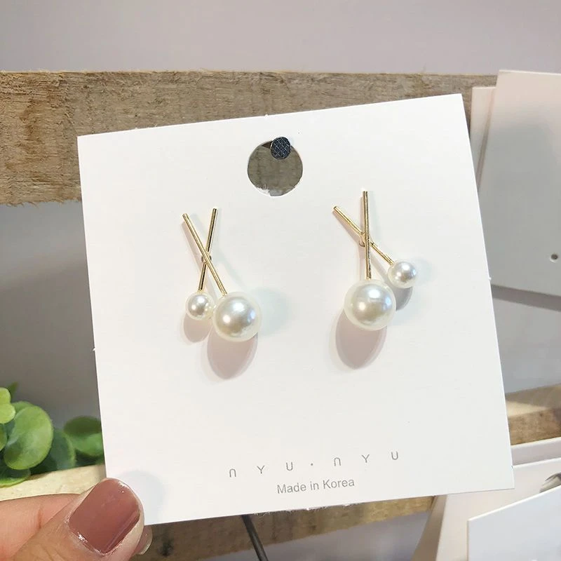 2023新款冷淡风珠珠耳钉女设计感字母X气质耳环日韩网红耳饰配饰