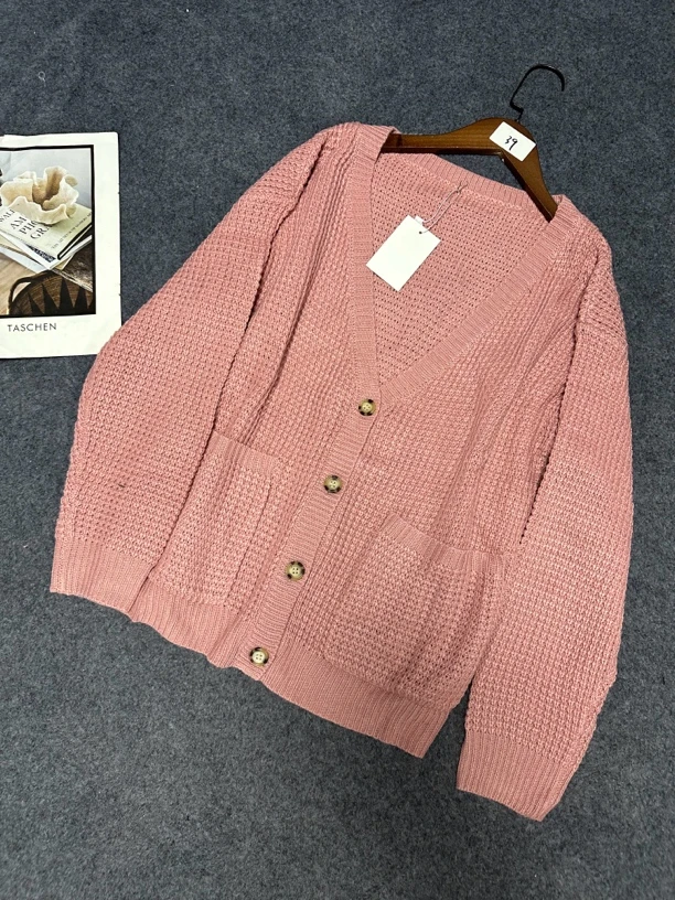 10014粉色针织衬衫夏款百搭宽松宽松时尚休闲设计师女装纯色洋气