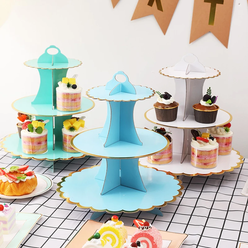 甜品台摆件展示架儿童生日派对装饰一次性纸盘蛋糕架子现货可定制