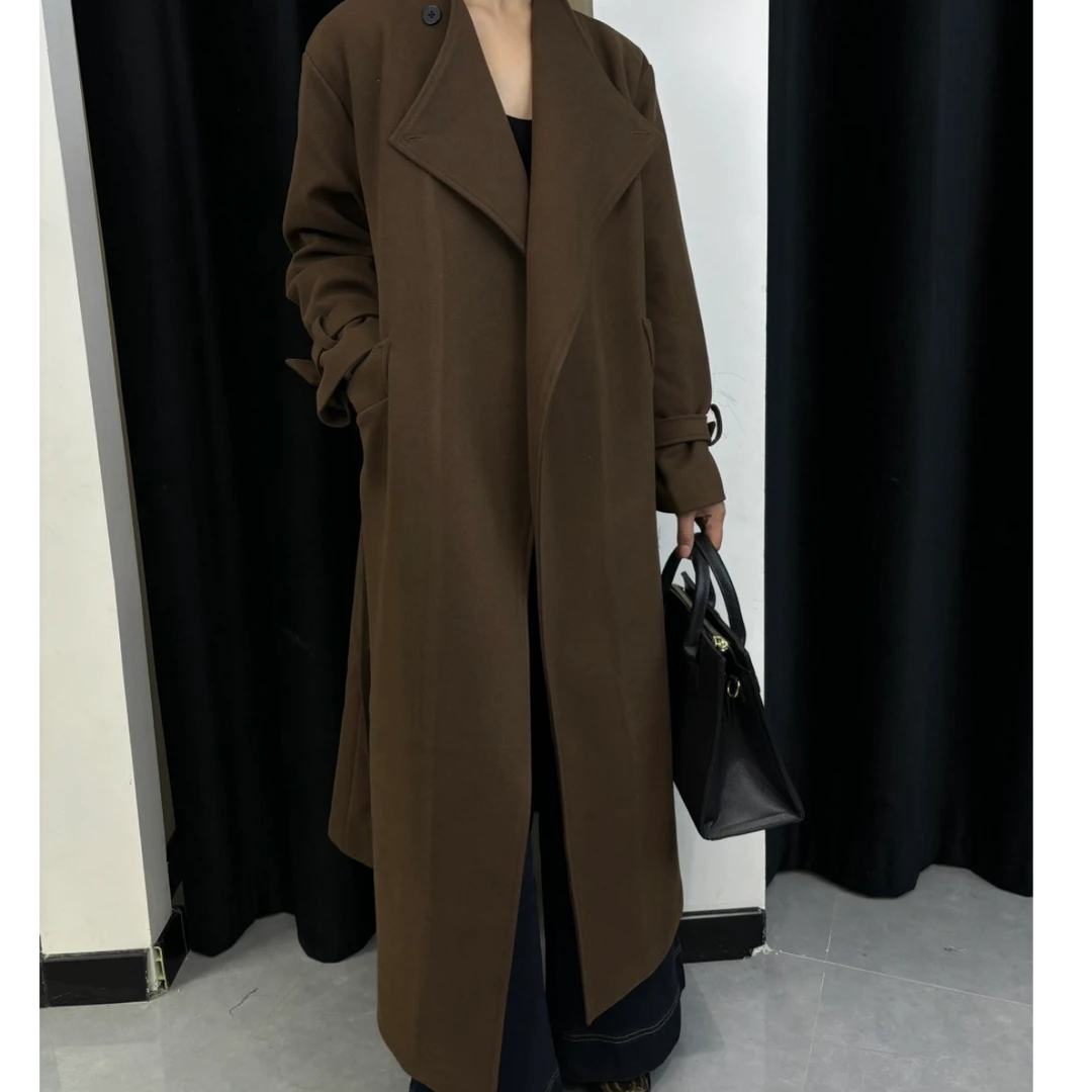 糖糖自留大衣气质百搭宽松毛呢中长款韩版过膝秋冬休闲时尚网红